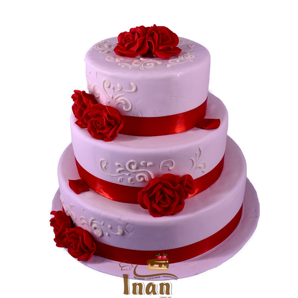 TORT MARŢIPAN CU TRANDAFIRI ŞI BENTIŢE -I0114