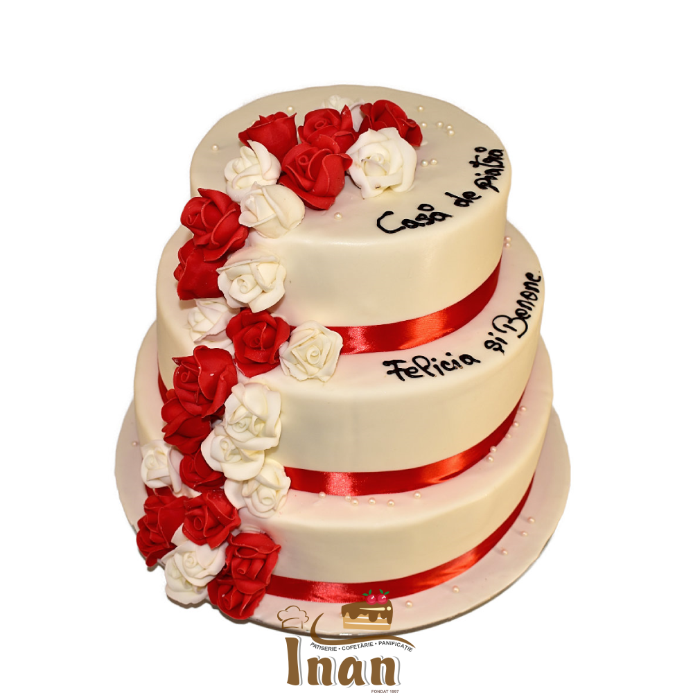 TORT ROSES WHITE AND RED -I0137