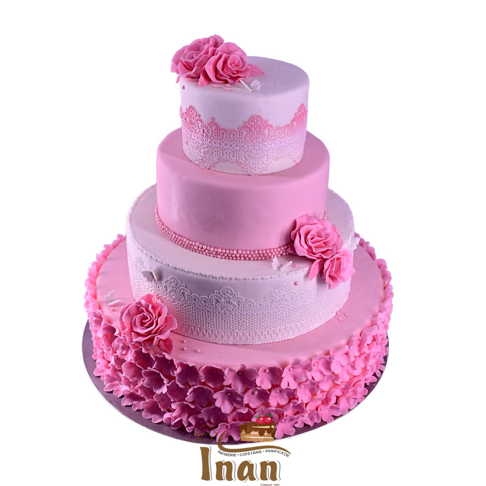 TORT TRANDAFIRI ROZ ÎN MARŢIPAN -I0145