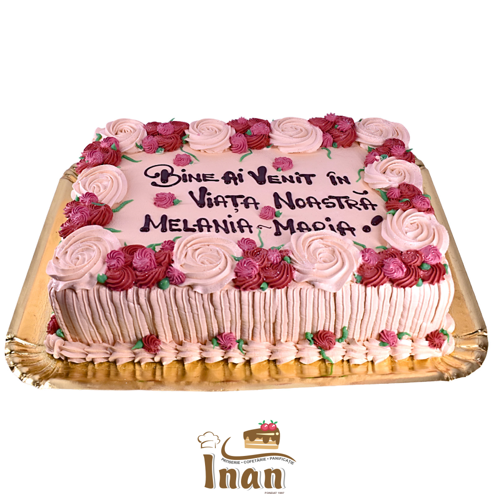 TORT CU TRANDAFIRI DIN CREMĂ -I0159