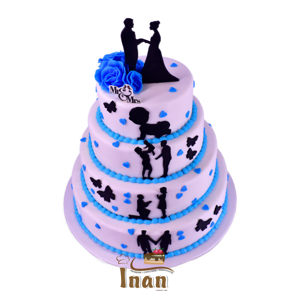 TORT POVESTEA NOASTRĂ CU TRANDAFIRI ALBAŞTRI