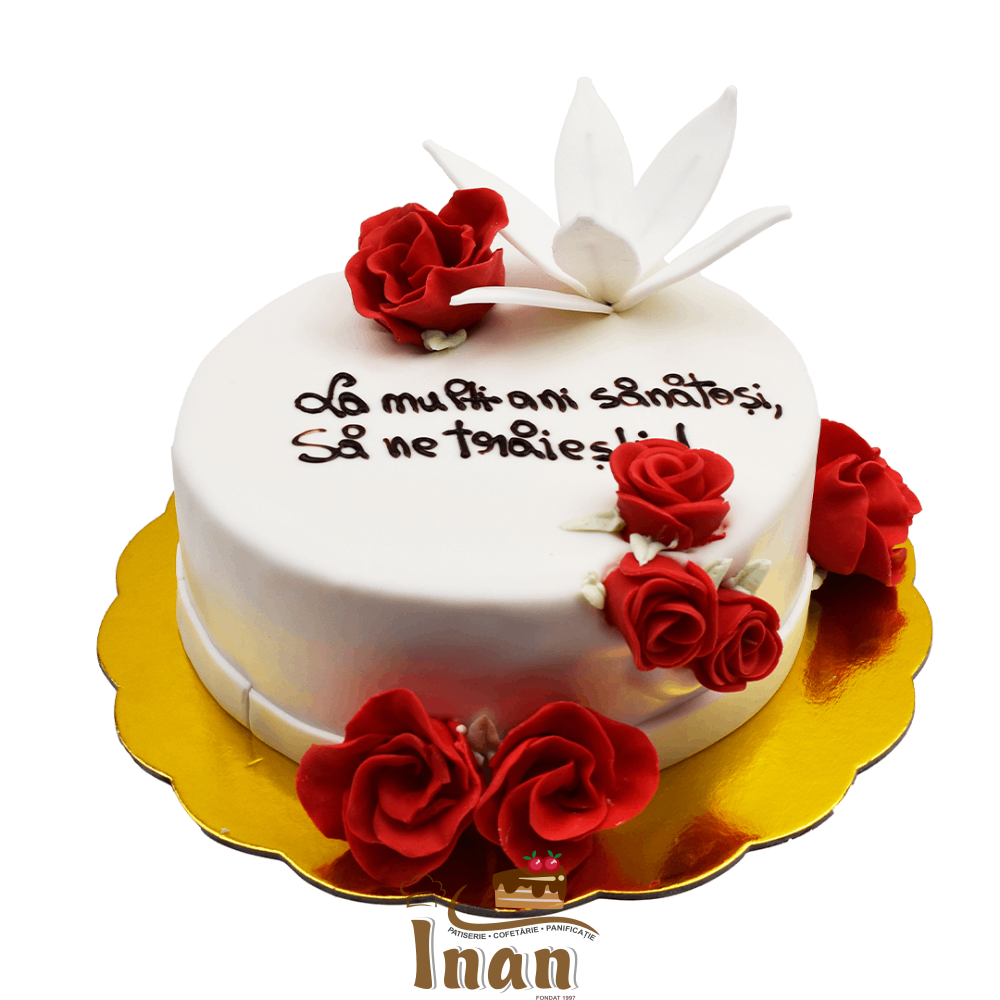 TORT CU TRANDAFIRI ROSII-I0376DENISA