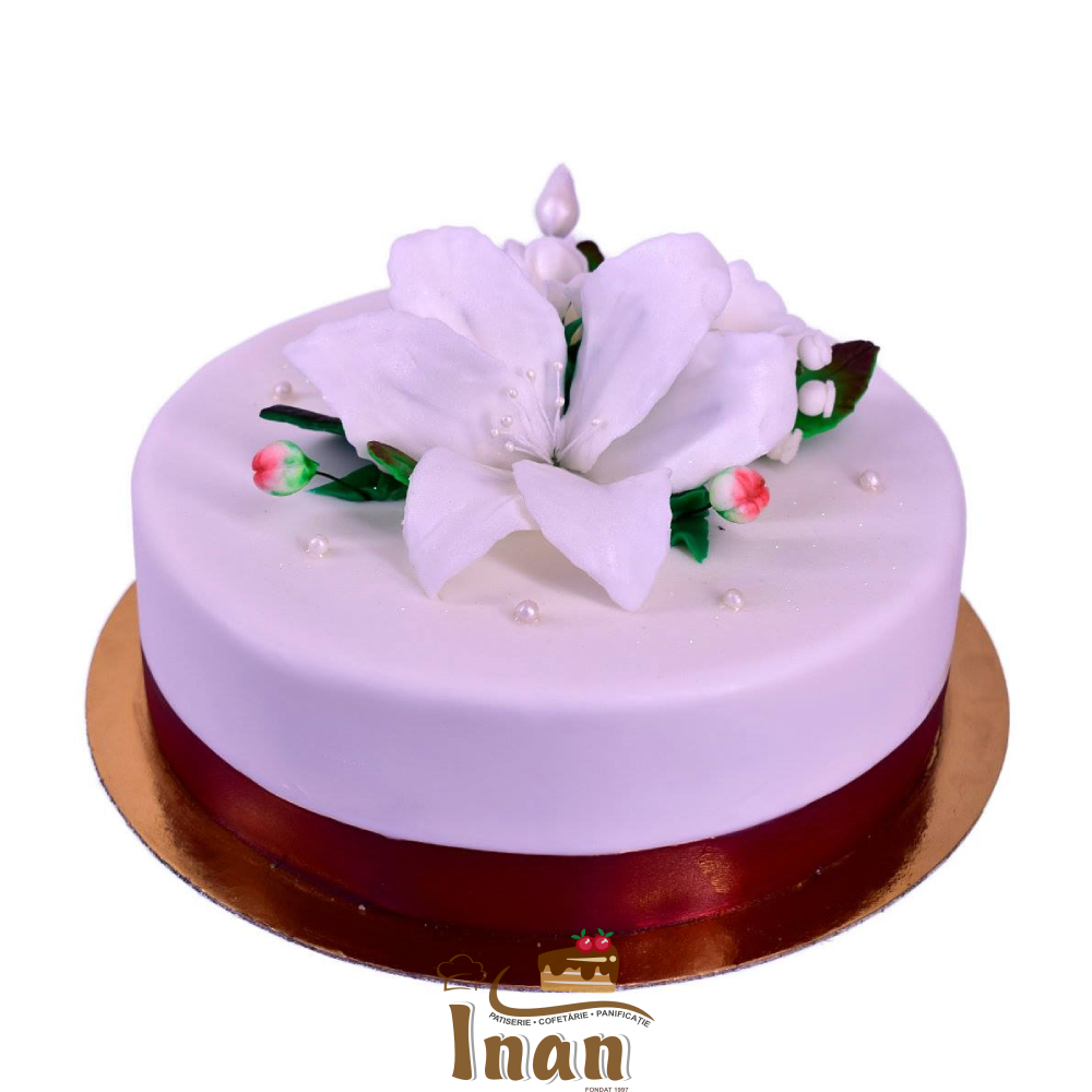 TORT MARŢIPAN CU ORHIDEE ŞI BENTIŢĂ -I0044