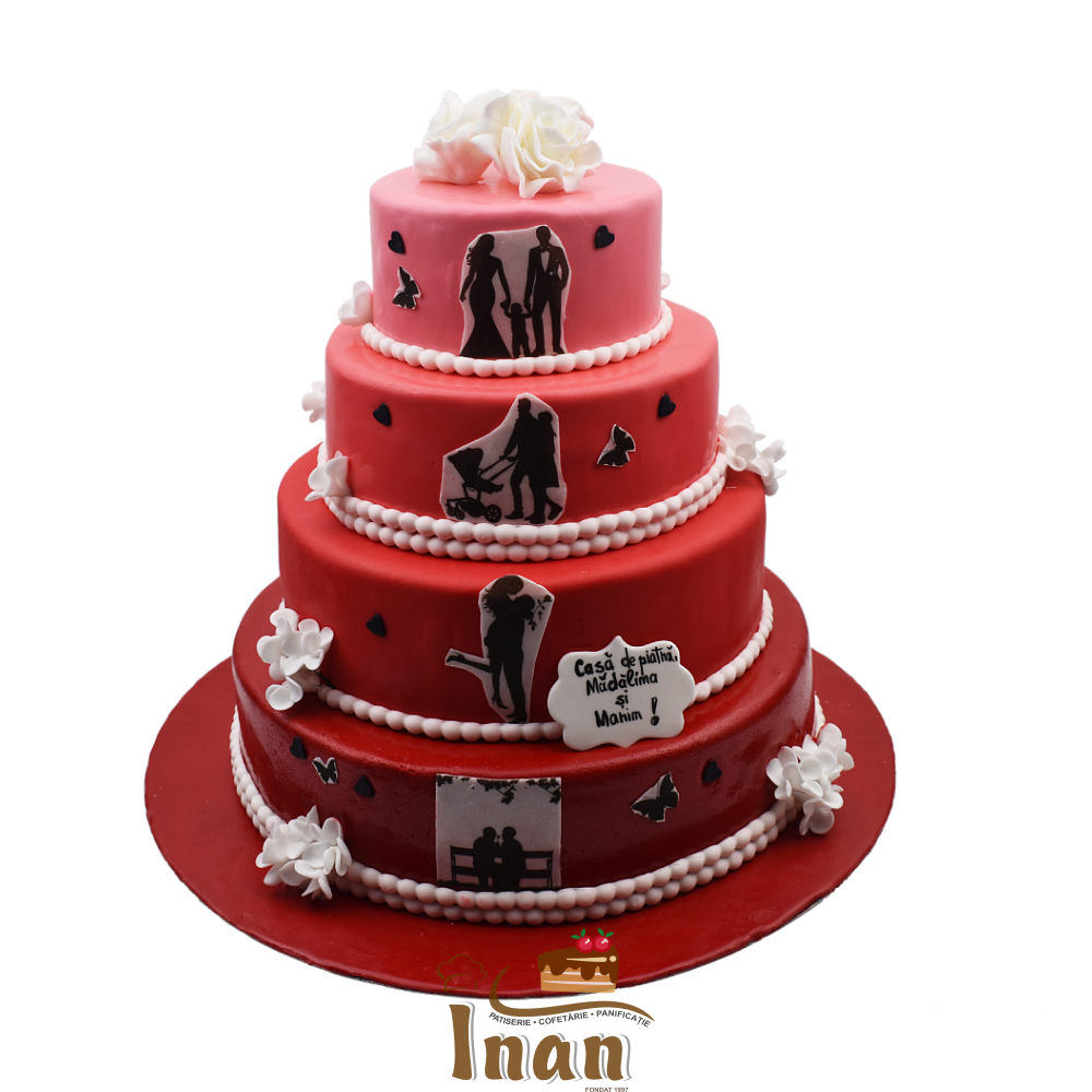 TORT POVESTEA NOASTRĂ CU INIMIOARE ÎN MARŢIPAN -I0197CIOCOLATA SI VANILIE