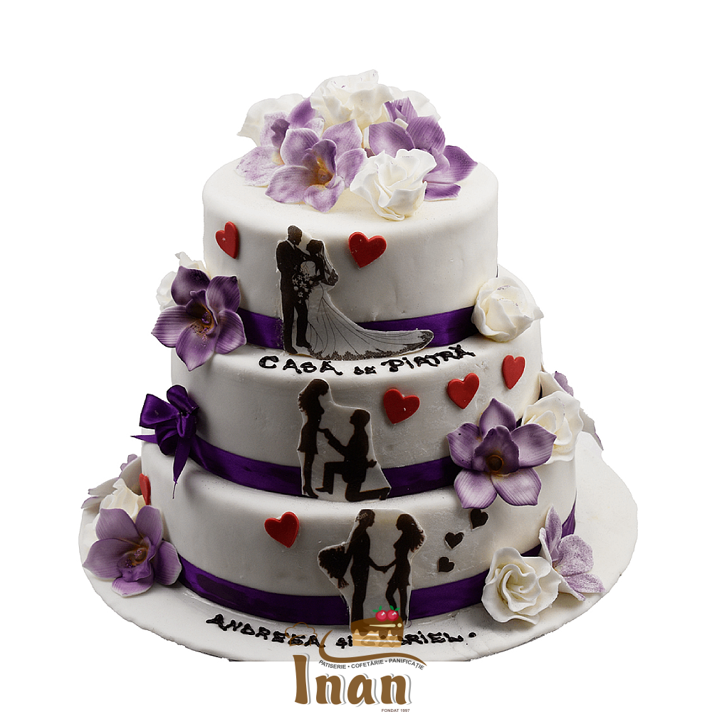 TORT POVESTEA NOASTRĂ CU INIMIOARE ÎN MARŢIPAN -I0197GINA