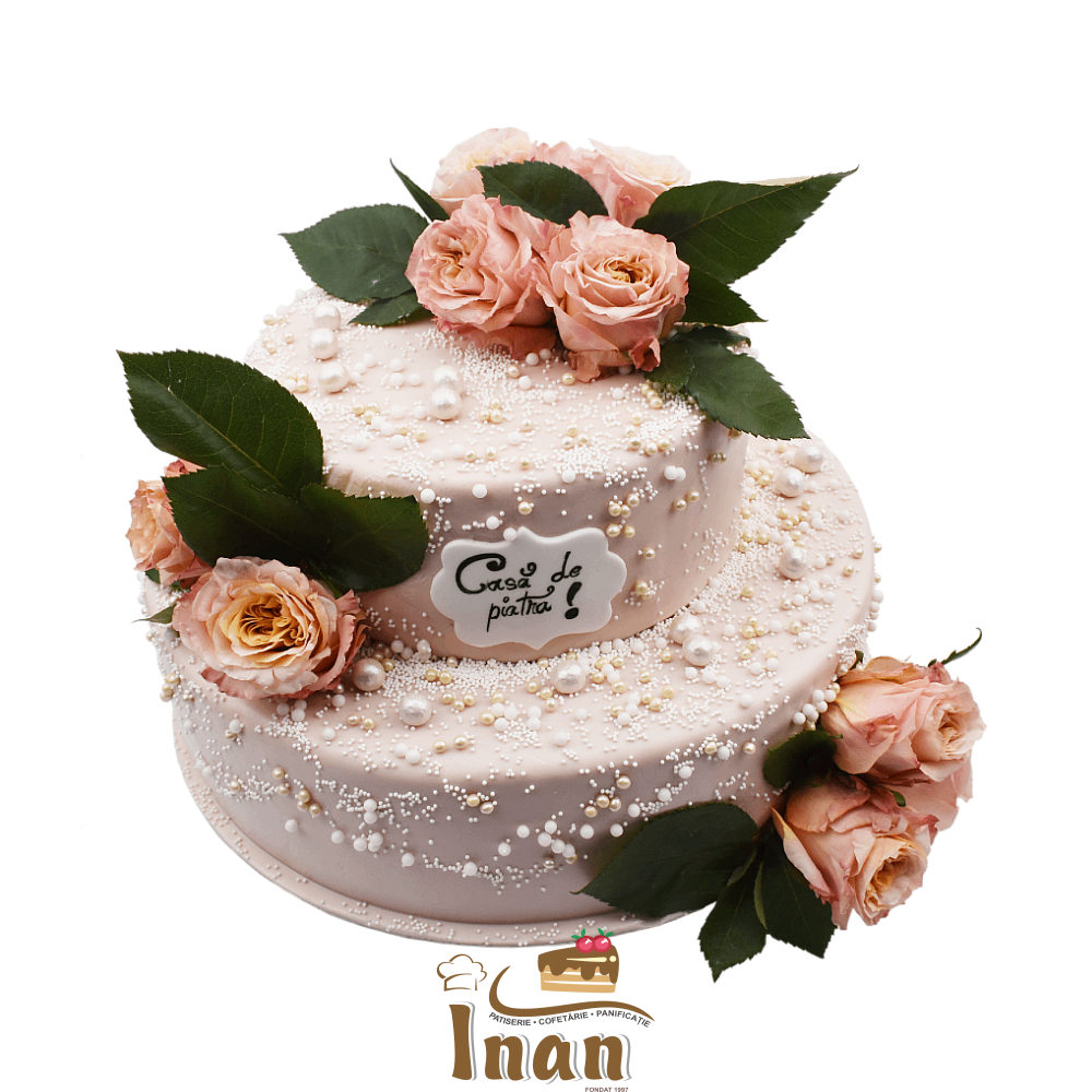 TORT MARTIPAN CU FLORI NATURALE-I0392CIOCOLATA SI VANILIE