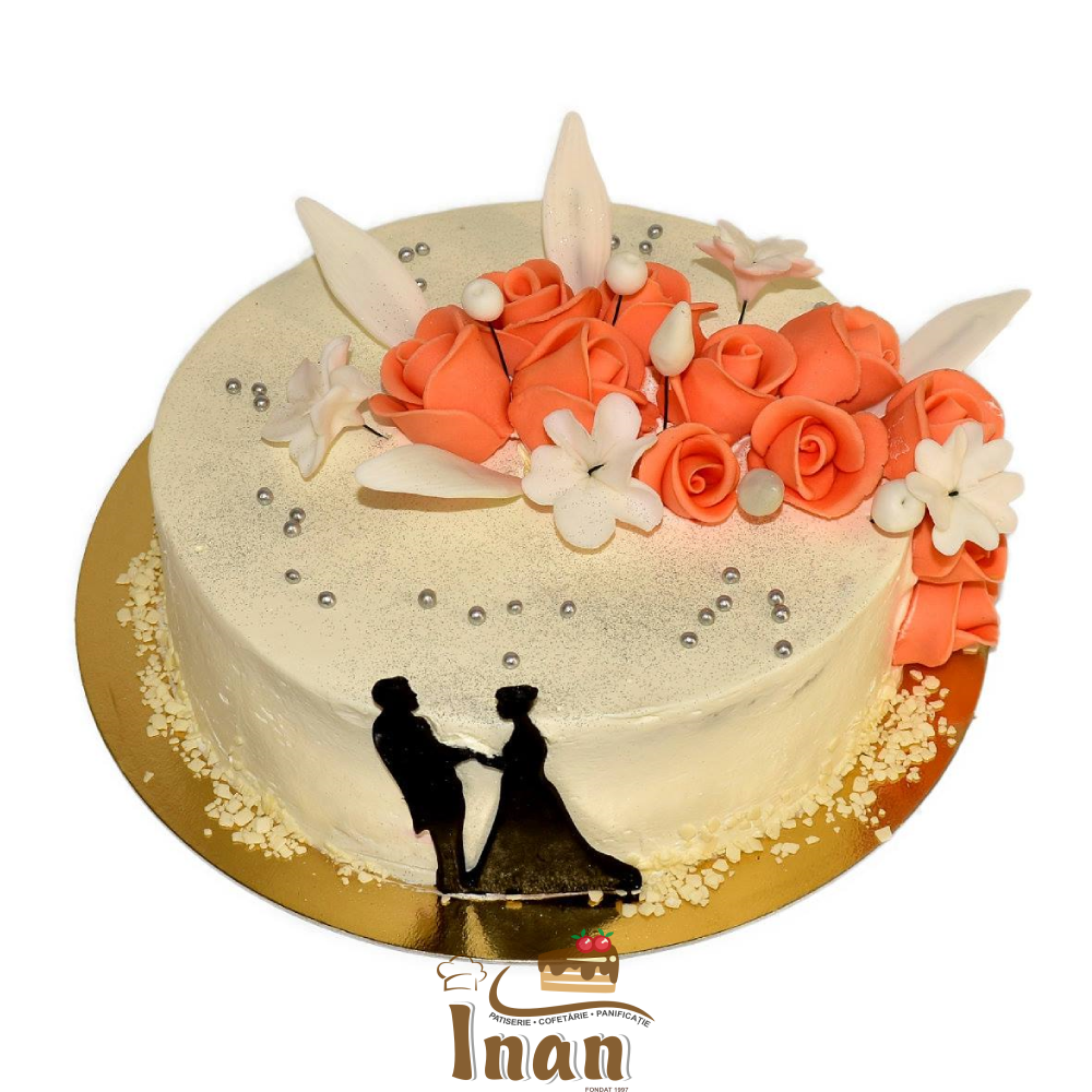 TORT CU SILUETE ŞI TRANDAFIRI -I0037