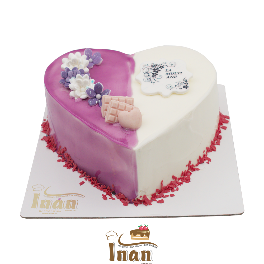 TORT INIMIOARĂ IN GEL ALB SI MOV -I0063CIOCOLATINA