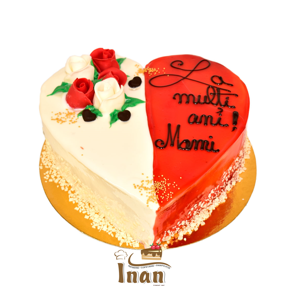 TORT INIMIOARĂ IN GEL ALB SI ROSU -I0086FRESH