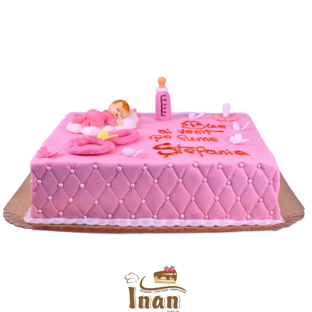 TORT MARŢIPAN BOTEZ CU BEBELUŞ ŞI BIBERON -I0088
