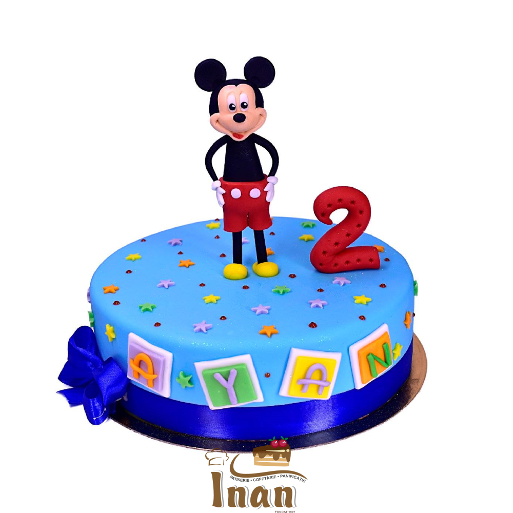 TORT MICKEY MOUSE ÎN MARŢIPAN ALBASTRU -I0009